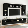 TV Wall Cabinets with in Black - Engineered Wood Modern Media Unit for A1C9