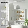 Arch Bathroom Mirror Cabinet with 3-Color Led Lights Wall Mounted with Storage