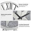 60cm Round Crushed Crystal Wall Clock Loose Diamond Crystal Mirror Silent Quartz