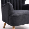 Upholstered Chenille Grey Wing Back Armchair Chair And Footrest Stool