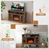 58 Inch Rustic Fireplace TV Stand w/ Open Storage Compartments & 2-Door Cabinets