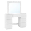 Vanity Dressing Table with LED Lights – Large Mirror & 7 Drawers Makeup Desk for
