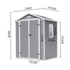 6x4.5ft Plastic Garden Shed Outdoor Storage Tools Shed Lockable Double Door Apex