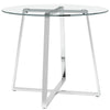 Clear Glass Top Dining Table with Silver Chrome Legs Dinner Breakfast Office