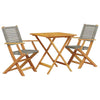 Cizuho 3 Piece Bistro Set Grey Poly Rattan and Solid Wood,Small Table and T5O5