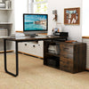 Modern Simple Study Writing Desk Heavy-duty Metal Frame Workstation-Coffee