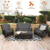 5 PCS Patio Furniture Set Outdoor Rattan Conversation Sofa Set Removable Cushion