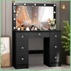 Dressing Table Vanity Set Make up Desk with Dimmable LED Light Mirror 7 Drawers
