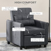 Single Chair Bed, Pull Out Sleeper Chair with Adjustable Backrest, Grey