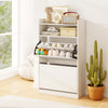 Freestanding Wooden Shoe Rack with Open Storage-White