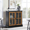 Sideboard Buffet Cabinet Bar Wine Cabinet Wood-Framed Glass Door Storage Cabinet