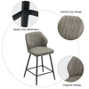 2 Pcs PU Bar Stools Restaurant Bar Stools Soft Padded Seat Back Metal Legs Grey