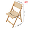 2pc Wooden Folding Chairs Woven Rattan Backrest Seat Modern Lounge Dining Chairs