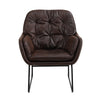 Distressed Faux Leather Armchair Metal Frame Single Sofa Tub Accent Chair Lounge