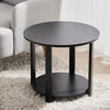 50cm Wood Round Coffee Table & Storage Sofa End Side Table Living Room Metal Leg