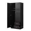 Modern 2 Door 2 Drawer Wardrobe with Shelf Hanging Rail Clothes Storage Cupboard