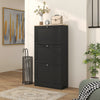 Narrow Shoe Cabinet with 3 Flip Drawers for 18 Pairs of Shoes Black