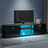 Modern 160cm TV Unit Stand Cabinet Black High Gloss 2 Door Storage LED Lights
