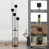 Modern Floor Lamp 4-Light Freestanding Metal Light w/Storage Shelf Reading Light