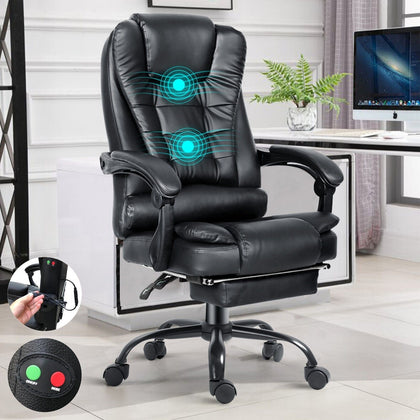 Massage Office Chair Gaming Computer Desk Swivel Recliner Chair Leather Footrest