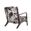 Black White Cow Print Velvet Upholstered Armchair With Solid Wooden Frame & Arm