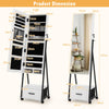 Mobile Jewelry Cabinet Floor Standing Lockable Jewelry Armoire Organiser-White