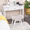 Make-Up Stool Dressing Chair with Curved Seat Cushion Wooden Desk Stool