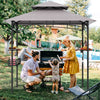 242 x 153 cm Outdoor Grill Gazebo Double Tiered BBQ Canopy Tent-Grey