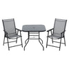 Black Garden Table 80cm Square Desk Patio Outdoor BBQ Dining Table &Parasol Hole