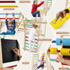 Indoor Activity Center Wooden Climber Playset with Climbing Rock-Colorful