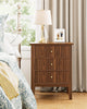 Modern Walnut Bedside Table with 3 Drawers Wooden Nightstand Bedroom Storage