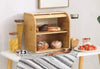 2 Tier Double Layer Bread Box Slide Roll Top Bread Storage Bin Kitchen Bamboo