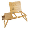 Bamboo Laptop Desk Stand Foldable Leg W/Drawer Notebook Sofa Bed Table Tray UK