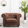 Luxury Distressed Tan Leather Reception Armchair Button Back Padded Seat Chair