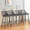 2Pcs Grey Bar StoolsVelvet Breakfast Pub Chair Kitchen Shape V Design