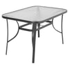 1.5m Black Garden Table Rectangle Glass Indoor Outdoor Dining Table Parasol Hole