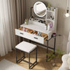 Vanity Dressing Table LED Light Mirror Stool Shelves Drawers Modern White Black