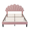 Double Bed 135x190 cm Velvet Upholstered Platform Bed Frame with Headboard Pink