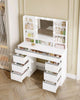 Dressing Table with Led Lights Large Mirror 9 Drawers White Makeup Desk Ambient