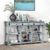 3-Tier Console Table Wooden Sofa Side Table W/ Storage Shelves & 3 Drawers