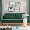 3 Seater Sofa Bed Green Velvet Button Back - Victoria