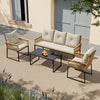 Garden Rattan Furniture 4 Piece Set Table Chairs Sofa Wicker Outdoor Patio Set