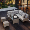 Rattan Garden Furniture Set 7 Seater Dining Table Outdoor Corner Sofa w/Cushions