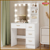 White Dressing Table Makeup Desk With LED Mirror Sliding 4 Drawer Bedroom Modern