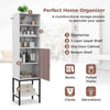 Sturdy Metal Support Slim Cupboard Tall Kitchen Storage Cabinet-White