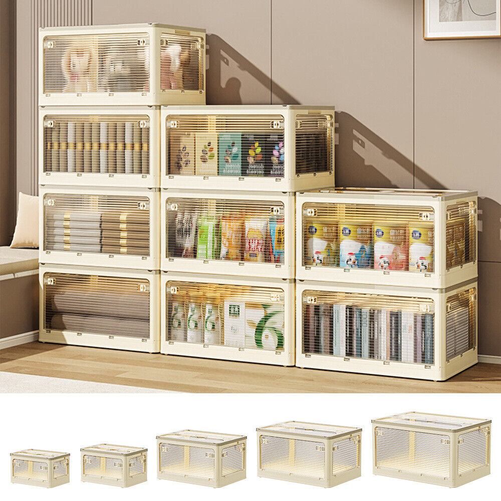 Large Stackable Boxes Large Folding Storage Box Collapsible Stackable Container Home Office ...