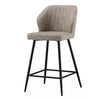 2 Pcs Beige PU Bar Stools Restaurant Bar Stools Soft Padded Seat Back Metal Legs