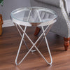 Round Tea Table Living Room Coffee Table Tempered Glass End Side Desk Furniture