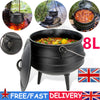8L Litre Cast Iron Potjie African Pot Deep Camping Cooking Pot Campfire Stew Pot