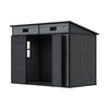 2 Doors Pent Shed Outdoor Tool House Lockable Plastic Garden Storage Sheds Grey